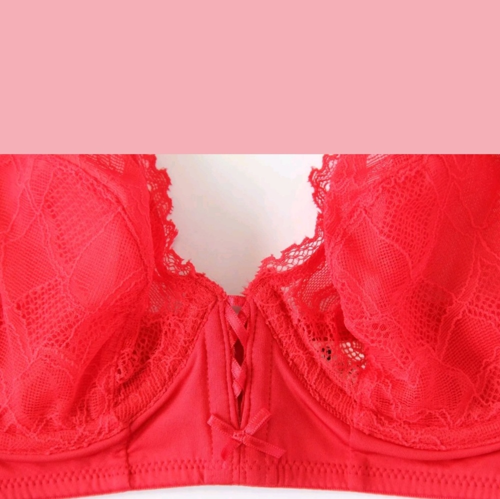 B. Tempt'd Lace Bra Sheer Lingerie Red Wire NEW - Picture 5 of 7